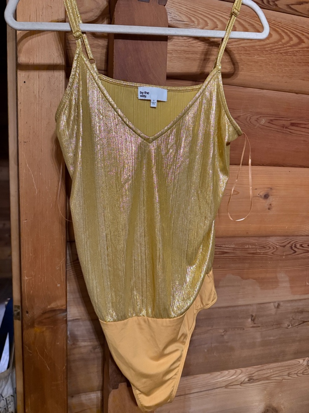 by the way. Shimmery Gold Yellow Cami Bodysuit